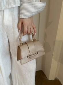 2026 Ultra-Textured Lipstick Case, Mini Square Handbag, New Solid Color Versatile Women's Tote Bag - Khaki - View 8