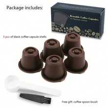 SOKANY 5pcs Reusable Coffee Capsule Shells, Refillable Coffee Powder, 6-Hole Water Inlet, 304 Stainless Steel Filter, With Measuring Spoon And Cleaning Brush, Suitable For Medium/Dark/Extra Fine Grind - View 12