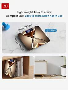 Báscula electrónica compacta y duradera de precisión 2D para el hogar, báscula corporal para pérdida de peso, pantalla LED de alta definición, capacidad máxima hasta 396.83 lbs, vuelta al colegio - A - Ver 5