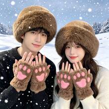 2pcs Women's Winter Plush Wide Brim Knitted Bucket Hat, Warm Fuzzy Fur Hat, Suitable For Winter Outings And Versatile - Multicolor - View 12