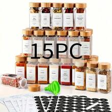 15/24pcs Spice Jars With Label Paper And Lid, 4oz, Spice Empty Bottles With Collapsible Funnel, Glass Condiment Containers, Storage Jars, Commercial Restaurant Kitchen Accessories, Kitchen Condiment Jars - 24pcs - View 4