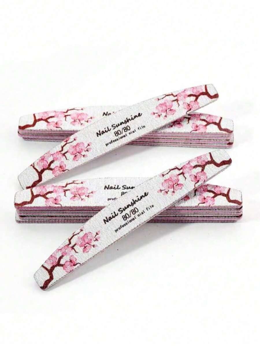 10/2PCS Half Moon Shape 100/180 Professional Nail File Strips - Pink - View 1