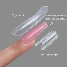 Multi-Size Reusable Clear Sandwich Nail Extension Molds, Dual Form Top & Bottom Mold Set, Create Perfect Almond & Coffin Nails, Professional Nail Art Supplies For Beginners - Multicolor - View 4