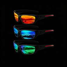 1/Multi-Pair Unisex Full Frame Sports Eyeglasses, Colorful Reflective Lenses UV Protection, All-Season Windproof Sun Protection, Cycling Hiking Driving Beach Travel Outdoor Versatile Eyeglasses - Multicolor - View 8