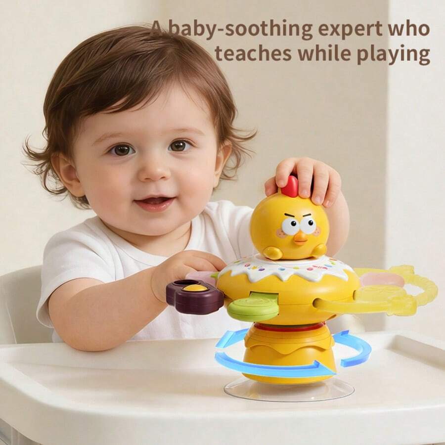 1 Stück Baby Trainingsball, Baby Beschäftigungsball, Aktivitätsspielzeug für Kleinkinder, Babyspielzeug ab 6 Monaten, Baby Essens-Tisch Saugnapf Spielzeug, Kreisel Spielzeug, Rotierendes Spielzeug - Verschiedenfarbig - Übersicht 1