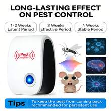 Pengusir Hama Ultrasonik Bertenaga USB, Mengusir Tikus, Tikus Besar, Hewan Pengerat, Nyamuk, Kecoa, Laba-laba, dan Semut, Ideal untuk Pengendalian Hama di Kamar Tidur, Dapur, dan Rumah - Putih - View 9