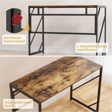 Elephance - Computadora Plegable para Oficina en Casa, Computadora de Estudio sin Montaje, Mesa Plegable para Espacios Pequeños - Marrón rústico - Ver 6