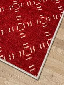 Alfombra de área abstracta con rayas geométricas Chilai Home - Tapete de piso con impresión digital maximalista y colorida para sala de estar & dormitorio, fabricada en Turquía - Rojo - Ver 3