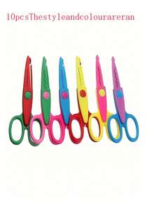 1/4/5/10pcs Handmade Scissors Set, Wavy Edge Paper Cutting Scissors, Multi-Functional Scissors, Paper Crafting, Cute Wavy Edge Scissors, Scissors Set, Asymmetrical Scissors, Handmade Design, Perfect For Creative Crafts, Home And School Use - The Styles and Colors Are Random - View 14