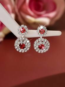 1 Pair Exquisite Women's Stud Earrings With Sparkling Rhinestone Details, Versatile For Party And Date Outfits - Multicolor - View 6