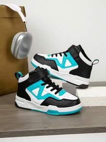 1 Paar Kinder High-Top Sneaker, Indoor/Outdoor Lässig Laufschuhe, leicht, atmungsaktiv, bequem, Schulstil Unisex Kinderschuhe - Blau - Übersicht 6