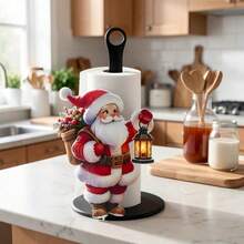 2D Flat Print Acrylic Kitchen Paper Towel Holder - Desktop Countertop Roll Paper Rack Storage, Funny Santa Claus Design, Kitchen, Bathroom, Living Room, Dining Room, Christmas Warm Decoration Ornament - Multicolor - View 5