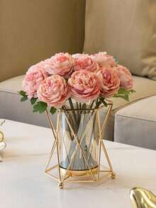 Jarrón de arte de hierro de lujo, adecuado para sala de estar del hogar, arreglo de boda, accesorios para cena a la luz de las velas, decoración de restaurante, decoración del hogar, jarrón, centro de mesa, Día de San Valentín, boda, cumpleaños, decoración de habitación, decoración de dormitorio, decoración de boda - Multicolor - Ver 2