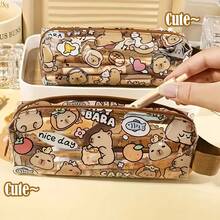 1/3pcs Capybara Transparent Pencil Case, Cartoon Highly Attractive Pencil Case, Transparent Dirt-Resistant Waterproof Printed Large Capacity Pencil Case, Student Stationery Storage - A - View 8