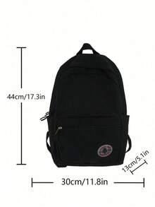 Back To School Season New Solid Color Letter Logo Backpack/Laptop Bag. Large Capacity, Multi-Pocket Compartment Design With Zipper. Handbag, Crossbody Bag, Backpack Style, Suitable For Women, Men, College - Black - View 4