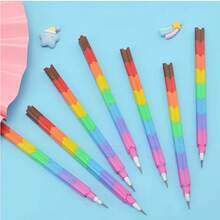 1Pc/4Pcs/24Pcs (20Pcs Pencil Lead) Rainbow Segmented Retractable Pencil, 2B No-Sharpening Pencil Building Block Style Rainbow Color Bullet Pen, Minimalist Multi-Color Striped Smooth Writing Stationery Set, Back To School Exam Student Gift, School Supplies - A - View 9