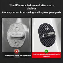 Car Door Lock Shock Absorber Cover, Heart-Shaped Design With Carbon Fiber Texture, Shock-Absorbing, Noise-Reducing, Sound-Insulating, Rust-Proof And Sealing Cushioning - Heart-shaped Shock Absorber Sleeve - View 5