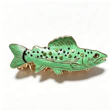 Y2K創意鱒魚獨特設計小眾不重複琺瑯水鑽鱒魚髮夾 精緻彩色水鑽裝飾個性化金屬髮夾 派對戶外露營野餐海灘度假日常通勤百搭後腦髮髻夾 女款輕奢耐用氛感髮飾 - 鱒魚發爪 - 查看 9
