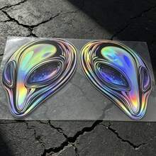 全息外星人頭車貼 銀河之眼乙烯基貼紙，適用於汽車窗戶與筆電 - A - 查看 6