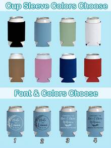 1/5/10pcs Customized Personalized Text Can Cooler, Minimalist Soft Insulated Beverage Sleeve, Can Print Custom Name & Date, Portable Beer Can Holder, Wedding Favor, Suitable For Bridal Shower, Anniversary, Birthday Party, Souvenir Guest Gift, Foldable - Multicolor - View 7