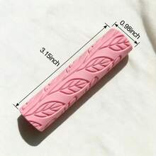 Double Vine And Intertwined Branch Pattern Clay Embossing Roller - DIY Pottery Craft Roller Tool, Suitable For Polymer Clay, Ceramic Art, Fondant, Cookie Dough, Soft Clay Embossing - PLA Material, Suitable For Rustic Style Tiles, Gardening Projects - Pink Double Vine Pattern - View 5