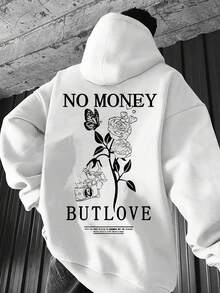 Men's Casual Hoodie,Unique Floral Print - Soft Fiber,Machine Washable,Loose Design,Suitable For Outdoor Wear In Spring And Autumn,Printed Hoodie - White - View 1