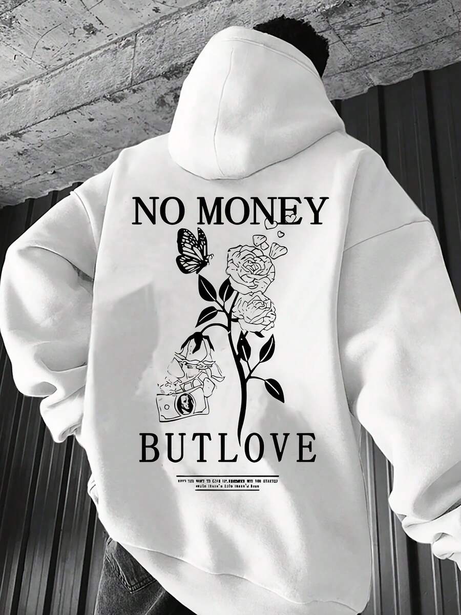 Men's Casual Hoodie,Unique Floral Print - Soft Fiber,Machine Washable,Loose Design,Suitable For Outdoor Wear In Spring And Autumn,Printed Hoodie - White - View 1