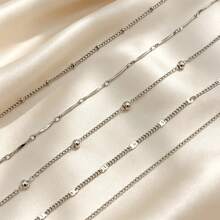 5 Peças Tornozeleiras de Corrente de Metal Multicamadas Minimalistas da Moda, Joias Versáteis para Férias Casuais, Presente do Dia dos Namorados e Dia das Mães para Namorada, Mãe e Feriados - rei branco - Visão 6