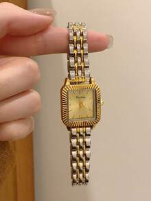 Oval-Shaped Women's Quartz Watch With Arabic Numeral Dial, Fashionable Mid-Century Style, Suitable For Daily Wear, Gifts And Parties - Silver and Gold - View 3