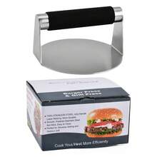 1pc Unisex 430 Stainless Steel Burger Smasher Silicone Handle Non Stick Press For Hamburger Patty Meat Steak Kitchen Tool - Black - View 3