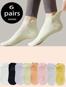 3/6/10 Paar farbige Yoga-Socken für Damen mit rutschfestem Silikonbündchen und bequemem elastischem Kordelzug, kurze Yoga- und Tanzsocken Einfarbig, geeignet für Sport, Ballett und Yoga - Verschiedenfarbig - Übersicht 11