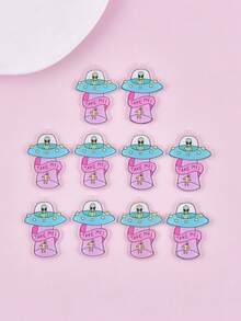 10pcs Alien Spaceship Acrylic DIY Jewelry Pendant - Multicolor - View 9