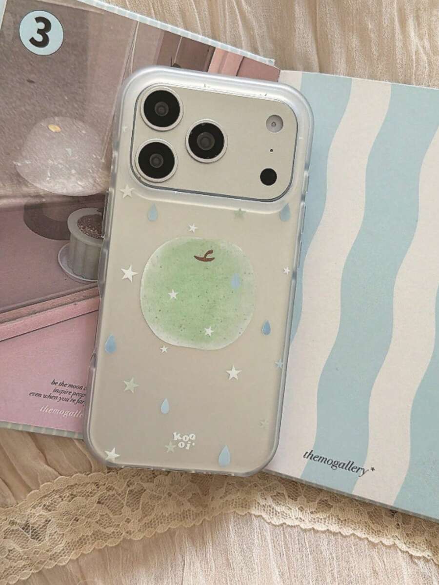 Fresh Oil Painting Star Green Apple Phone Case Compatible With IPhone 17 Pro Max, 16 Pro Max, 17, 13, 15 Pro, 14, Matte Anti-Drop Women's Phone Cover
