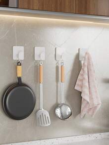Drill-Free Self-Adhesive Hooks-Heavy-Duty, Waterproof, And Rust-Resistant. These Versatile Wall-Mounted Hooks Are Ideal For Hanging Cookware, Ladles, Dishcloths, And More; Suitable For Use In Bathrooms, Bedrooms, Living Rooms, Or Behind Doors. - Multicolor - View 2