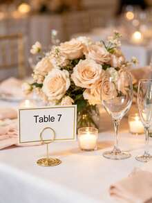 2/6/12/24pcs/Set Gold Spiral Base Table Number Holders, Double Ring Table Number Stands, Photo Memo Clips, Suitable For Weddings, Engagements, Bridal Showers, Birthday Parties, Restaurant Banquets And Table Centerpieces - Gold - View 4
