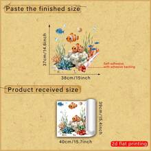 1pc, 39*40cm, 2D Flat Print Ocean Style Clownfish Coral Seaweed Shell Window Sticker Creative Self-Adhesive Removable PVC Glass Decal, Living Room Bedroom Dining Room Bathroom Door Window Glass Decoration Sticker - Multicolor - View 8