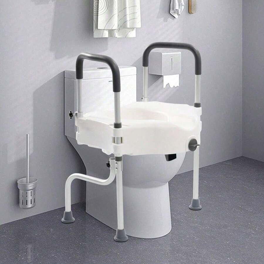 Adjustable Standing Frame Toilet Seat Raiser For Elder Disable With Arm - 1 - View 1