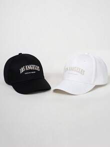 2入組不限男女刺繡字母“LOS ANGELES” Y2K風格防曬透氣棒球帽，適用於春秋戶外休閒穿著 - 彩色 - 查看 3