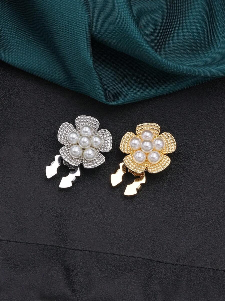 1/2/4pcs 23mm Rhinestone Floral Metal Button Covers, Women's Crystal Button Caps, Detachable Clip-On Button Covers, Crystal Decorative Buttons For Clothing, With Pliers, Suitable For Dresses, Suits, Evening Gowns, Shirts Accessories, Lead Color