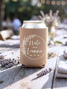 1/5/10pcs Customized Personalized Text Can Cooler, Minimalist Soft Insulated Beverage Sleeve, Can Print Custom Name & Date, Portable Beer Can Holder, Wedding Favor, Suitable For Bridal Shower, Anniversary, Birthday Party, Souvenir Guest Gift, Foldable - Multicolor - View 10