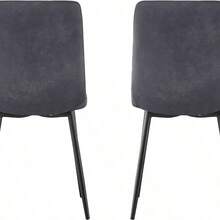 Mcc Direct Set Of 4 Faux Matte Suede Leather Dining Chairs With Metal Legs Home& Restaurants Henri - Light Grey - View 10