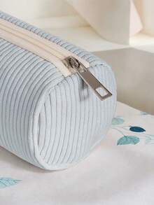 1pc Dog Print Corduroy Zipper Pencil Case, Large Capacity Stationery Organizer, Multi-Use Storage Bag For School, Office & Personal Small Items - C-yBD - View 5
