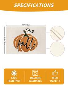 Autumn Harvest Festival Pumpkin Maple Leaf Heat-Insulated Placemats, Hello Autumn Thanksgiving Linen Placemats, Stain-Resistant Placemats, Suitable For Home Dining Room And Restaurant, Table Decoration, Home Decor 4pcs/6pcs/18pcs - Multicolor - View 3