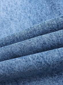 Young Boy Simple & Casual Style Medium Wash Wide Leg Jeans For 2-8 Years Back To School, 2-3Y No Zipper, 4Y-8Y With Zipper, Easy To Wear, New Acid Wash Process, Built-In Elastic Waistband, Adjustable Fit, Loose Wide Leg Versatile Denim Pants - Light Wash - View 12