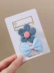 6 piezas de pinzas para el cabello con lazos y flores de tela multicolor para niñas, versátiles para flequillo y parte trasera del cabello, accesorios para el cabello para uso diario - Multicolor - Ver 3