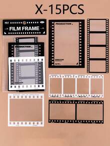 1 Pack 15pcs Vintage Movie Music Photo Frame PET Stickers, DIY Scrapbook Decoration - Multiple Styles - View 12