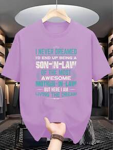 2025 Summer New Style Fashionable And Simple Son-In-Law Gift Present Idea Letter Print Soft Crew Neck T-Shirt - White - View 8