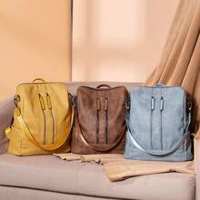 CLUCI Bolsa de cuero para mujeres Convertible Grande Caminata larga Damas Diseñador Moda Casualmente College Bolsa de hombro - 0-2 Marrón bicolor - Ver 8