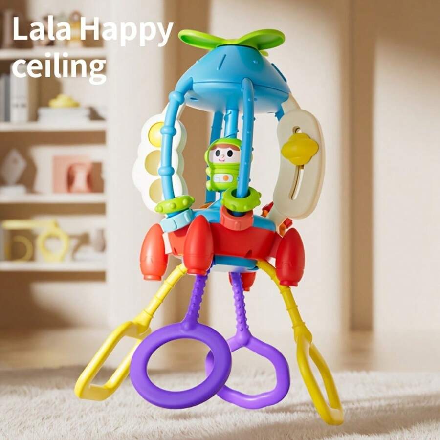 1 Set Rocket-Shaped Baby Activity Toy, Pull String Sensory Toy With Colorful Sliding Balls, Baby Hand Training Toy, Baby Teething Rattle Ball, Ideal Gift - Multicolor - View 1