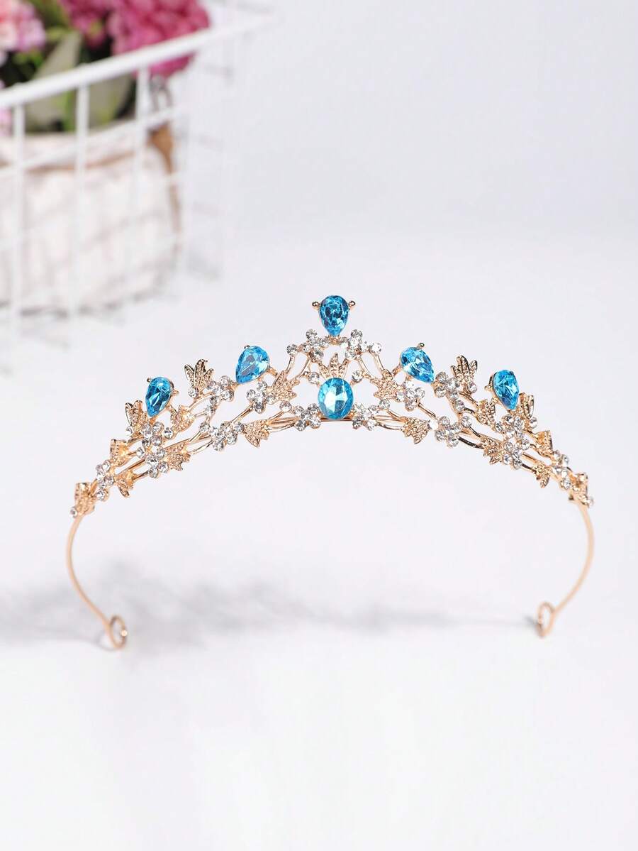 A Stylish And Exquisite Alloy Crown Suitable For Women's Wedding Party Hair Accessories - Baby Blue - View 1